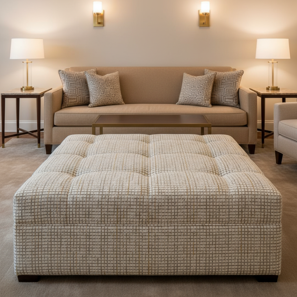 Stingray City - Parchment Upholstered Ottoman | Architectural Fabrics