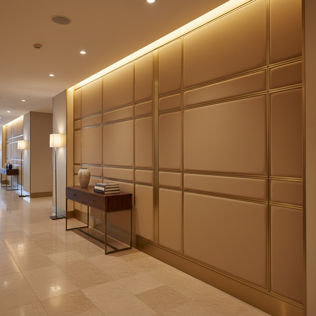 Smooth Pebble Grain Desert Sand Upholstered Wall Panel | Architectural Fabrics