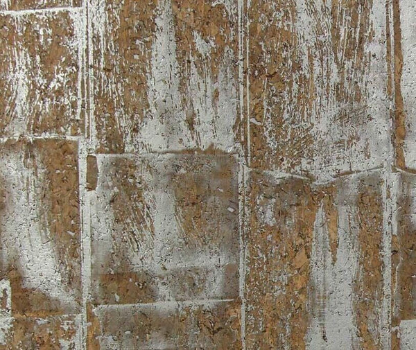 Bella Ravena Wood Metallic Cork Print Silver On Dark Brown Memo Sample | Phillipe Romano