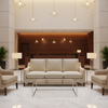 Woven Chevron Texture Natural Linen Upholstered Sofa | Architectural Fabrics
