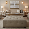Amalfi - Stone Taupe Indoor/Outdoor Vinyl Upholstered Ottoman | Architectural Fabrics