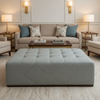 Woven Linen Texture Soft Gray Upholstered Ottoman | Architectural Fabrics