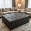 West Indian Lily - Graphite Upholstered Ottoman | Architectural Fabrics