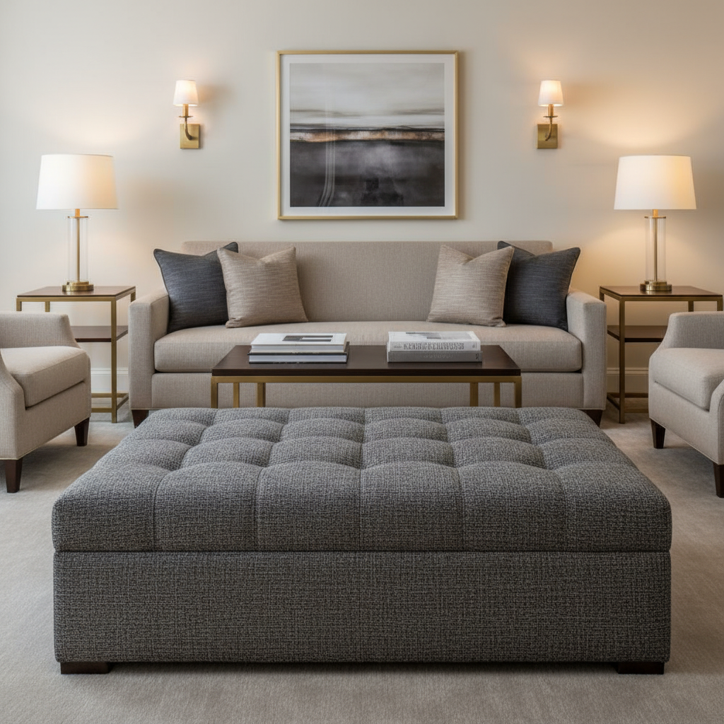 Rattan Bay - Wolf Upholstered Ottoman | Architectural Fabrics