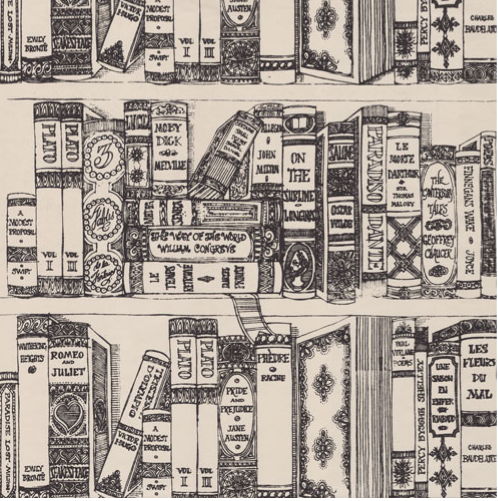 Classic Book Shelf Wall Paper