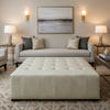 Arcadia - Oyster Shell Performance Vinyl Upholstered Ottoman | Architectural Fabrics