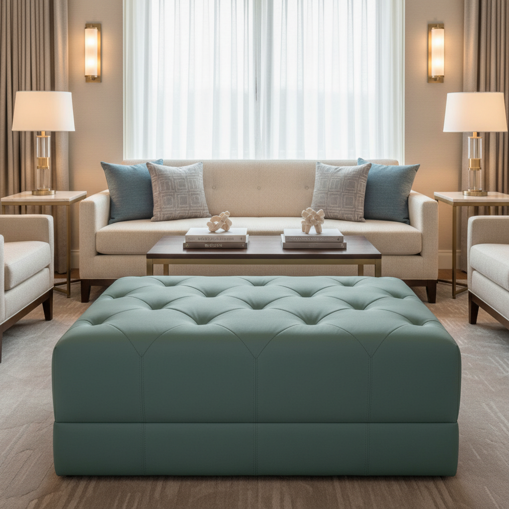 Aarden - Sea Glass Silicone Hybrid Upholstered Ottoman | Architectural Fabrics