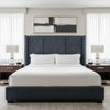 Woven Crosshatch Texture Deep Indigo Upholstered Headboard | Architectural Fabrics