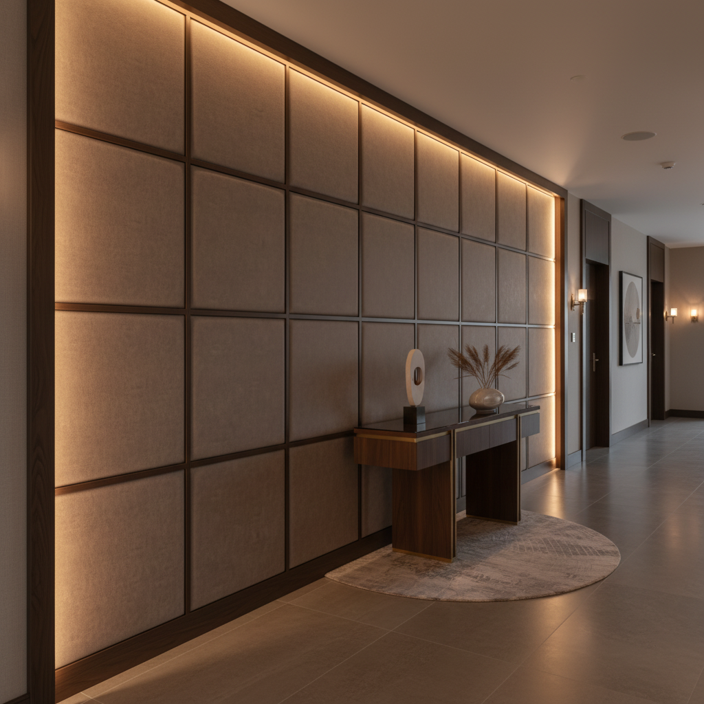 Port Royal - Smoke Upholstered Wall Panel | Architectural Fabrics