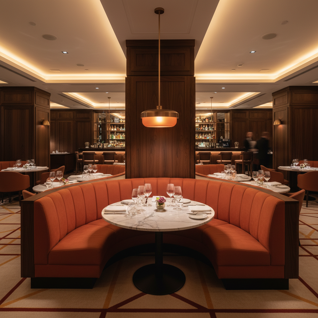 Pearisburg Cranberry Upholstered Banquette | Architectural Fabrics