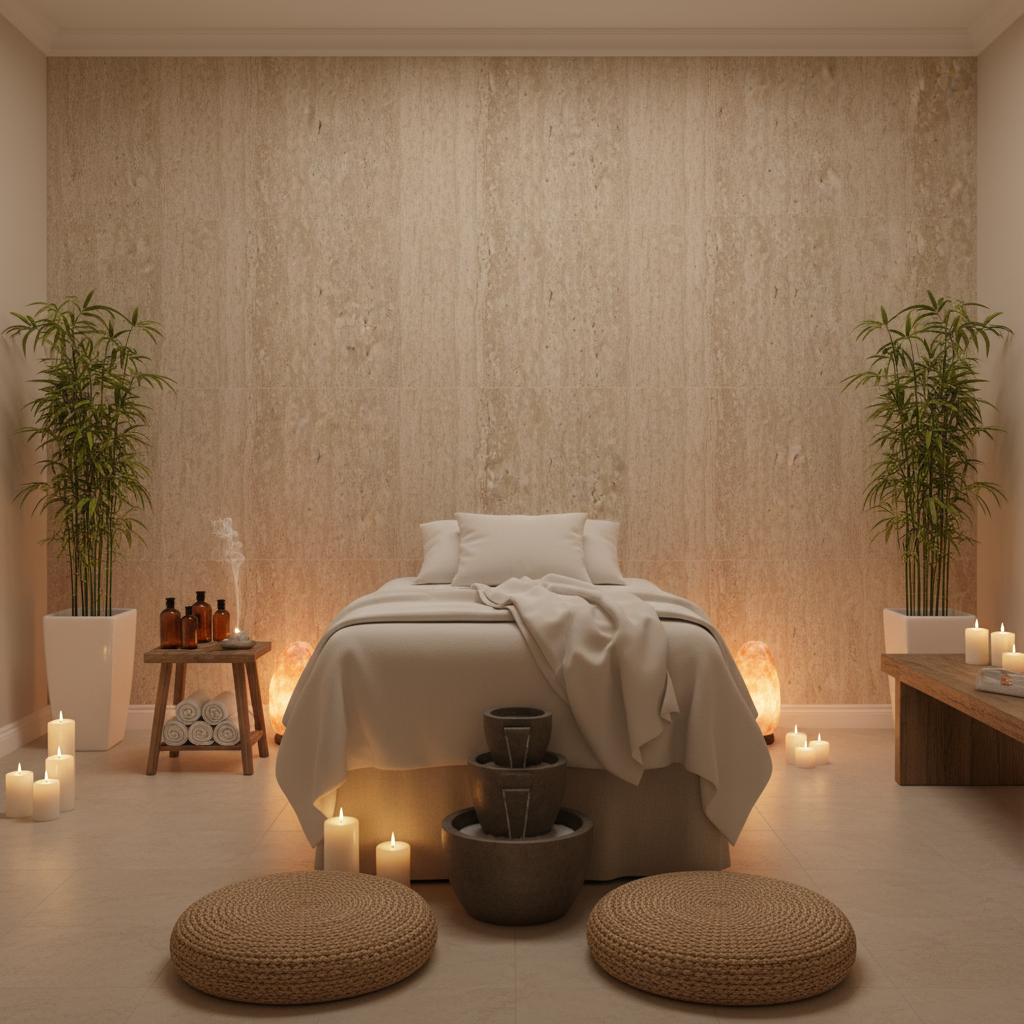 Vomera Cream Faux Granite | Hollywood Wallcoverings - Healthcare Waiting Room commercial room setting