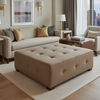 Fine Pebble Grain Warm Taupe Upholstered Ottoman | Architectural Fabrics