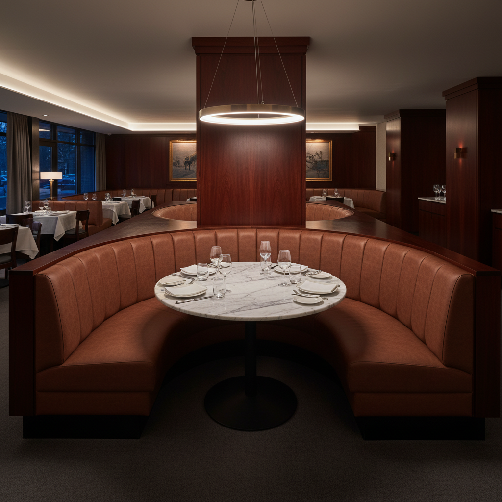 Fine Pebble Grain Rustic Sienna Upholstered Banquette | Architectural Fabrics