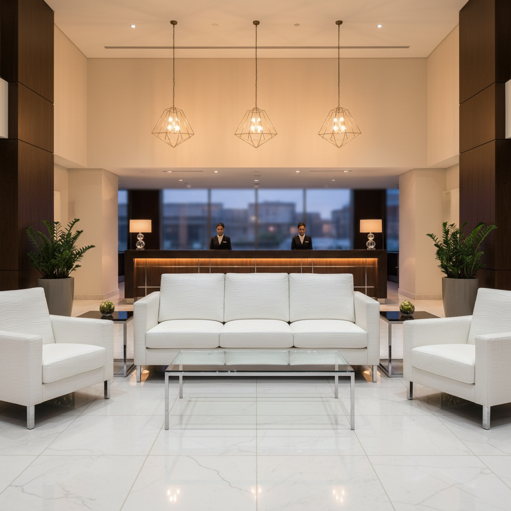 Embossed Reptile Skin Bright White Upholstered Sofa | Architectural Fabrics