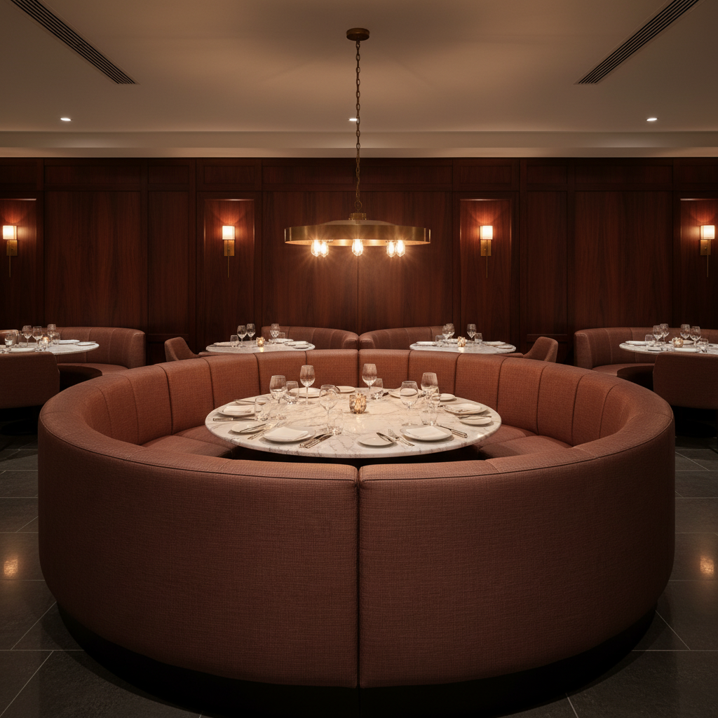 Triangle Reef - Bordeaux Upholstered Banquette | Architectural Fabrics