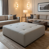 Brushed Vertical Texture Cool Gray Upholstered Ottoman | Architectural Fabrics