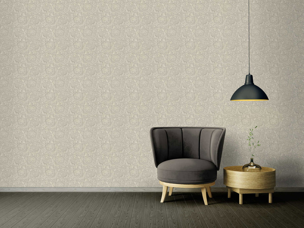 Barocco Grey Embossed Versace Home Wallcovering