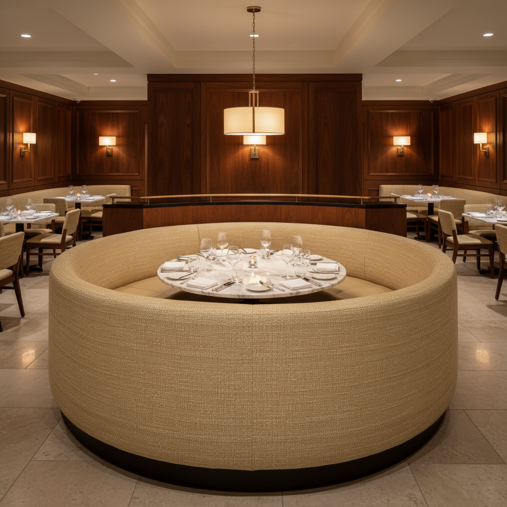 Rattan Bay - Oat Upholstered Banquette | Architectural Fabrics