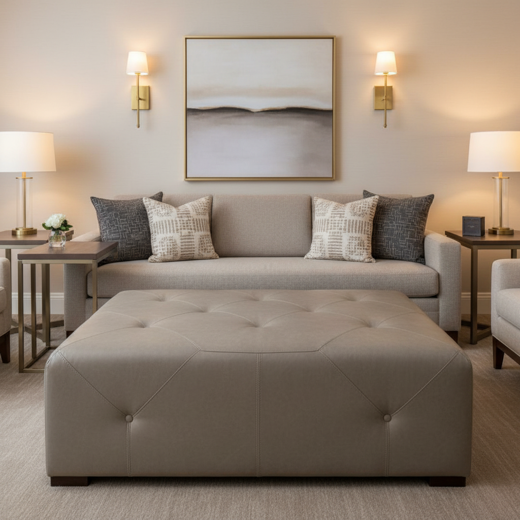 Runaway Bay - Herbal Upholstered Ottoman | Architectural Fabrics