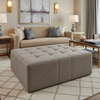 Brushed Linen Weave Soft Taupe Upholstered Ottoman | Architectural Fabrics