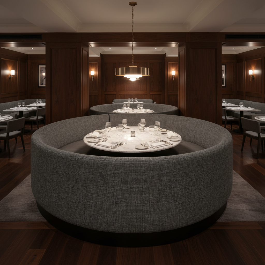 Tweed Bay - Charcoal Upholstered Banquette | Architectural Fabrics