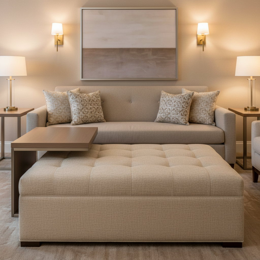 Vivace Reef - Canvas Upholstered Ottoman | Architectural Fabrics