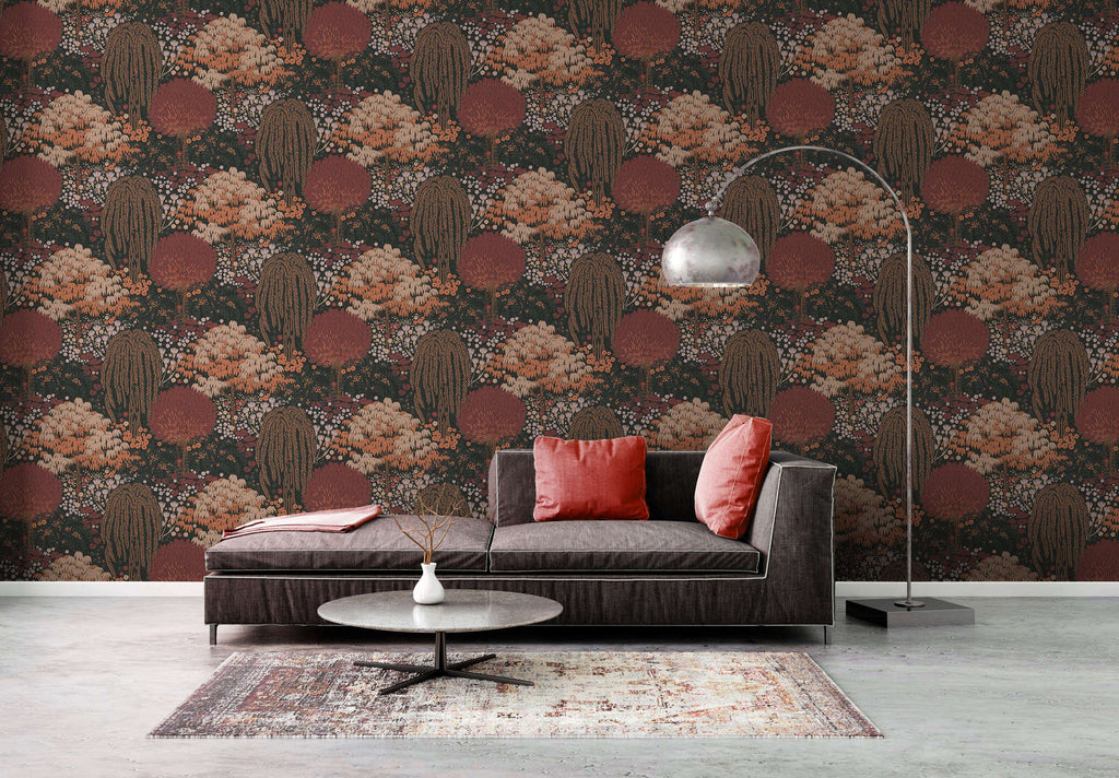 Famous Garden Black, Cream, Orange, Pink, Red Wallcovering | AS Creation