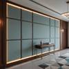 Subtle Linen Weave Dusty Teal Upholstered Wall Panel | Architectural Fabrics