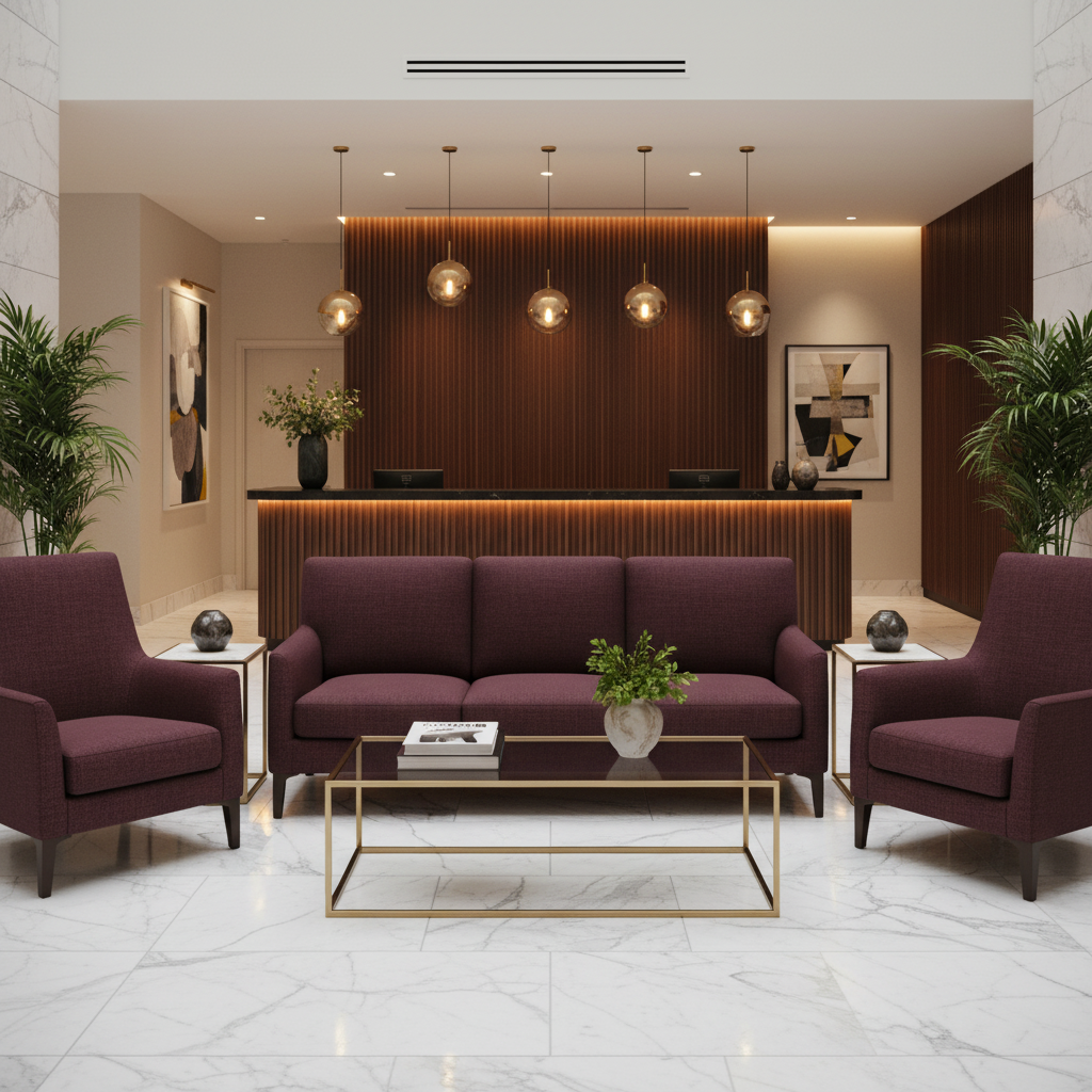 Smooth Velvet Nap Deep Wine Upholstered Sofa | Architectural Fabrics