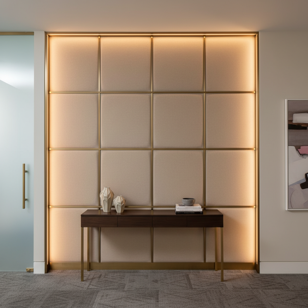 Smooth Matte Texture Soft Beige Upholstered Wall Panel | Architectural Fabrics