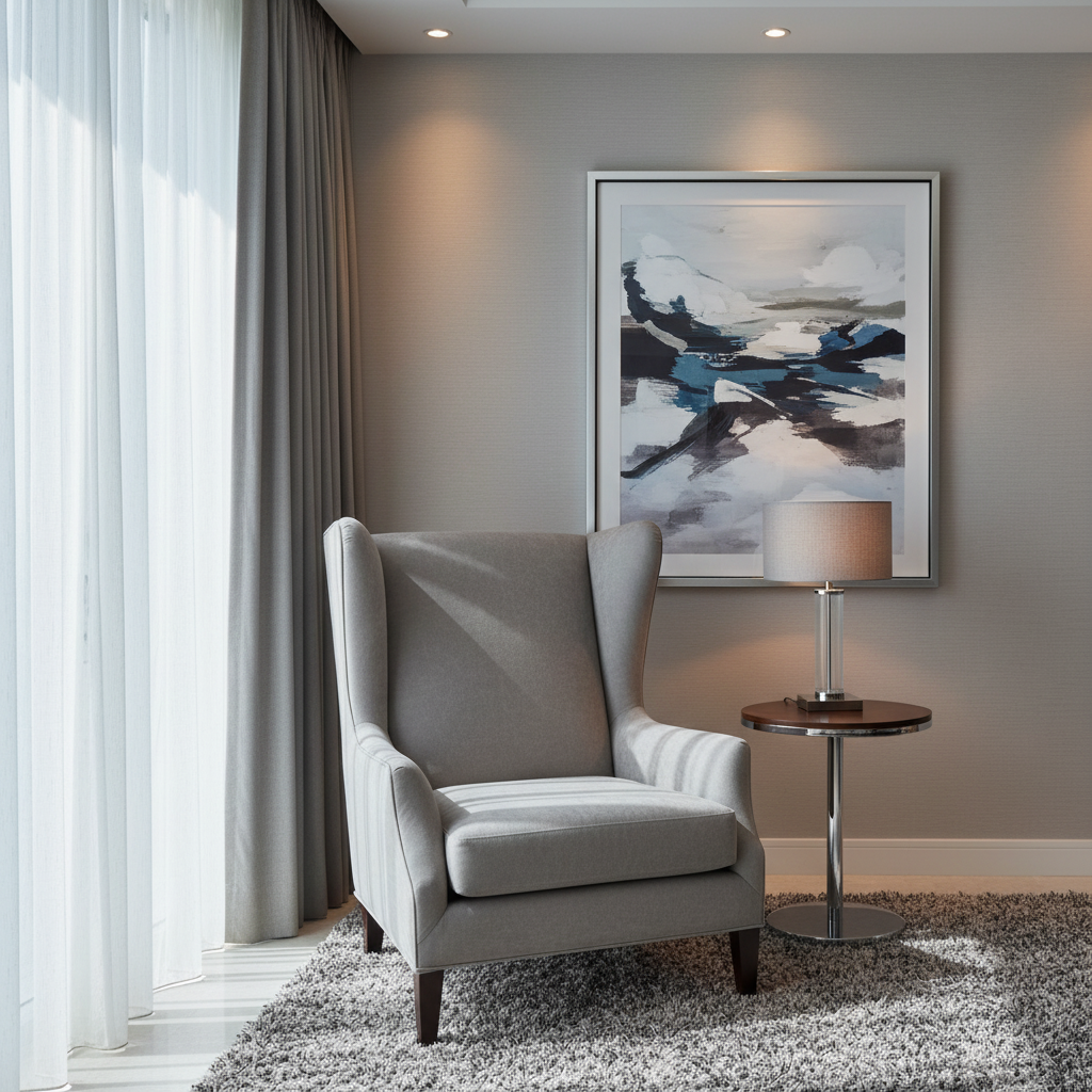 Subtle Textured Grain Soft Gray Upholstered Chair | Architectural Fabrics