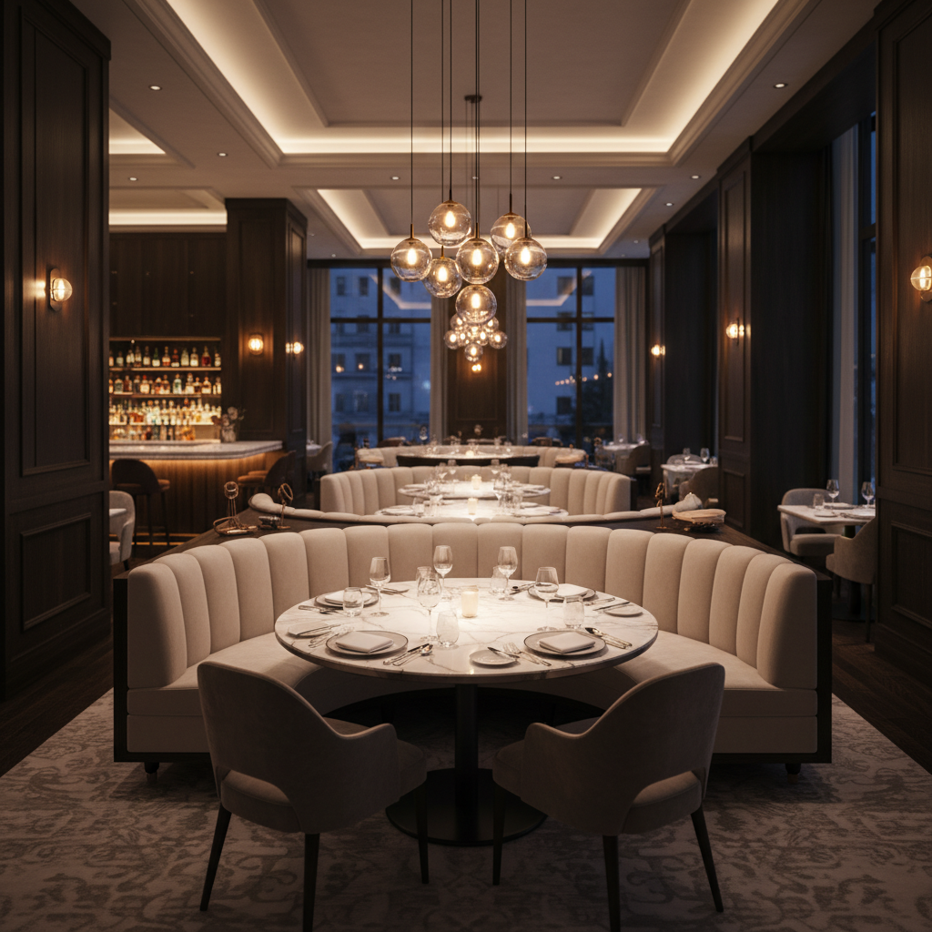 Hillsville Blanco Upholstered Banquette | Architectural Fabrics