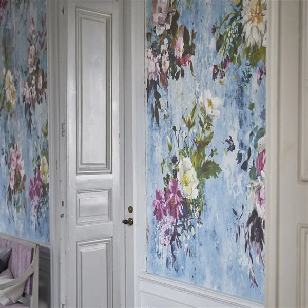 Aubriet Floral Panel Slate Blue | Designers Guild Europe