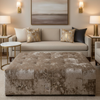 Crushed Velvet Texture Mushroom Taupe Upholstered Ottoman | Architectural Fabrics