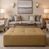 Aire Pebbled - Golden Wheat Breathable Polyurethane Upholstered Ottoman | Architectural Fabrics