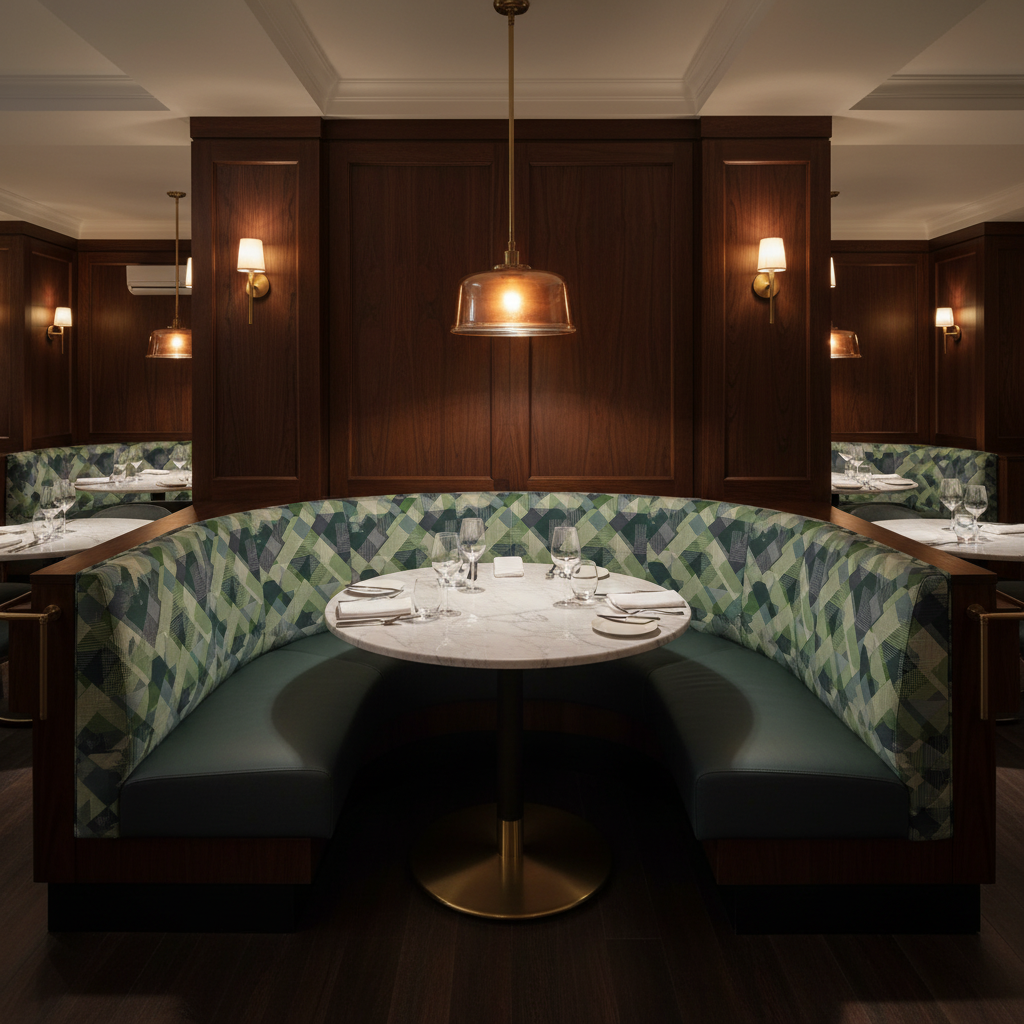 Trellis Bay - Pistachio Upholstered Banquette | Architectural Fabrics