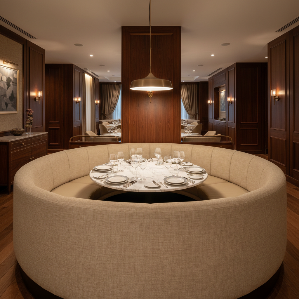 Linen Island - Chamois Upholstered Banquette | Architectural Fabrics