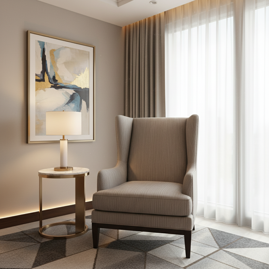 Brushed Linen Weave Soft Taupe Upholstered Chair | Architectural Fabrics