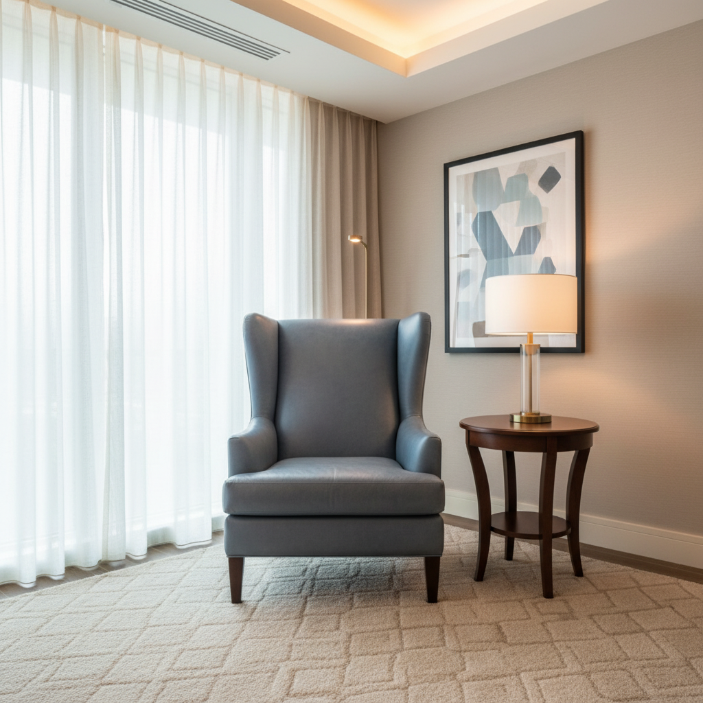 Smooth Pebble Grain Dusty Blue Upholstered Chair | Architectural Fabrics