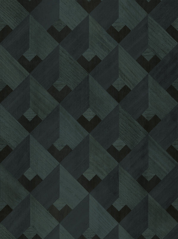 Northport-Ink Wood Veneer Wallcovering | Phillipe Romano