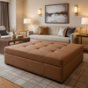 Linen Island - Earth Upholstered Ottoman | Architectural Fabrics