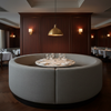 Linen Weave Texture Slate Gray Upholstered Banquette | Architectural Fabrics