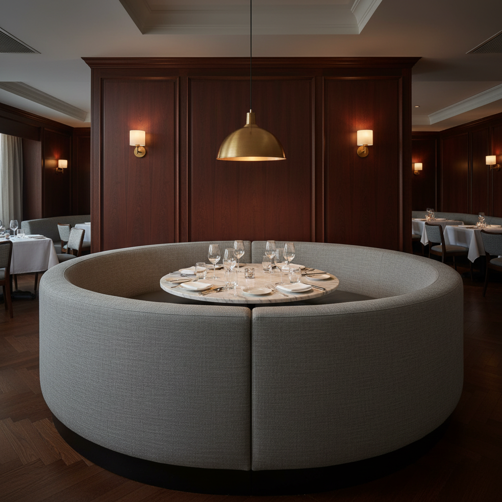 Linen Weave Texture Slate Gray Upholstered Banquette | Architectural Fabrics