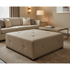 Fine Woven Texture Soft Taupe Upholstered Ottoman | Architectural Fabrics