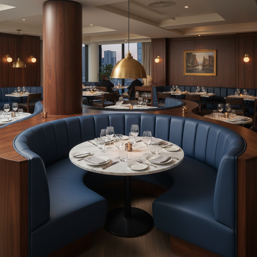 Runaway Bay - Blueberry Upholstered Banquette | Architectural Fabrics