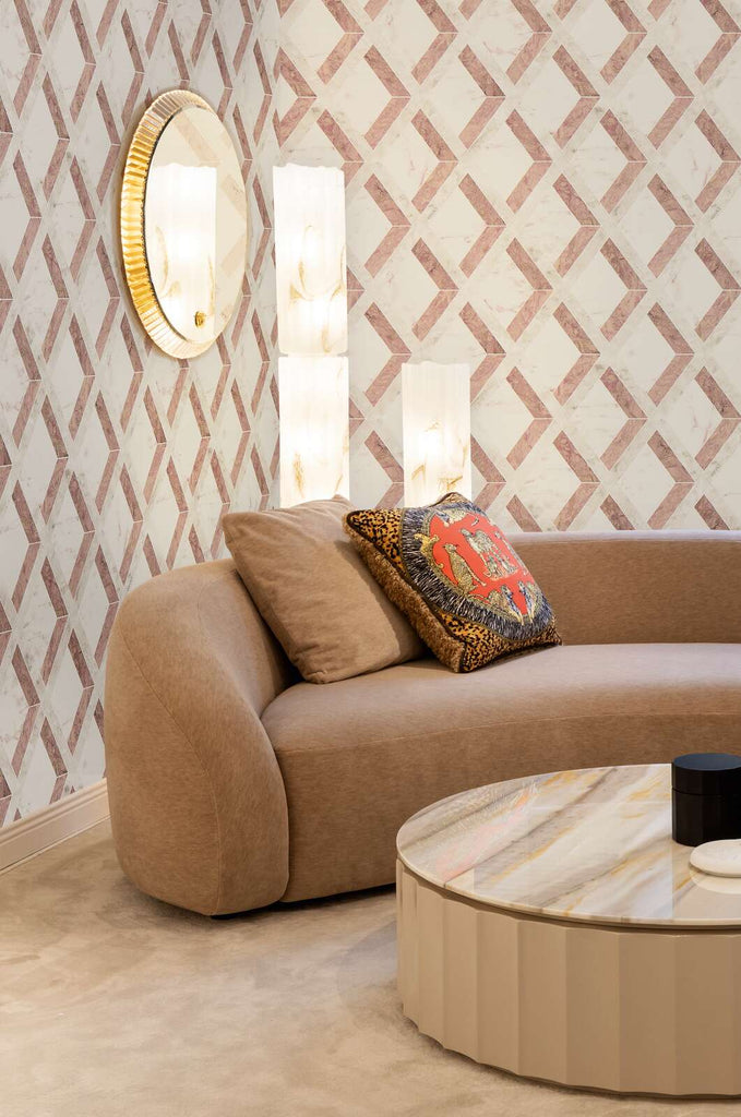Tarsia Pink Cream Versace Home Wallcovering