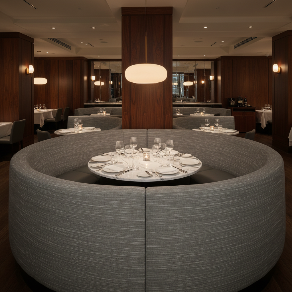 Tradewind Trace - Gull Upholstered Banquette | Architectural Fabrics