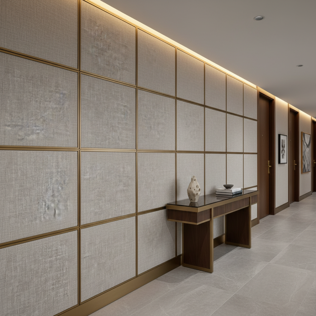 Woven Linen Texture Soft Silver Upholstered Wall Panel | Architectural Fabrics