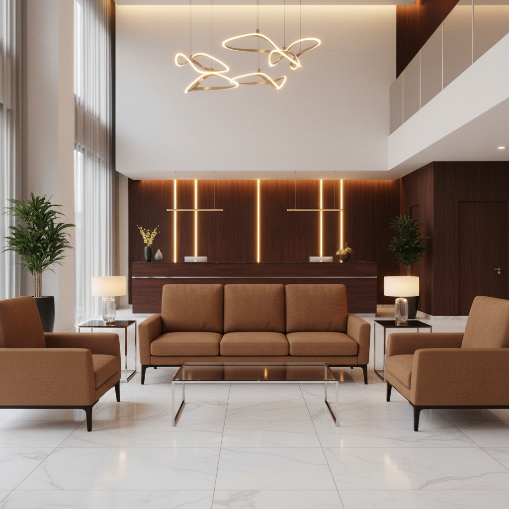 Fine Pebble Grain Rich Umber Upholstered Sofa | Architectural Fabrics