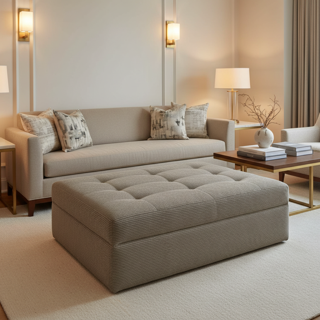 Trade Wind - Pitch Upholstered Ottoman | Architectural Fabrics